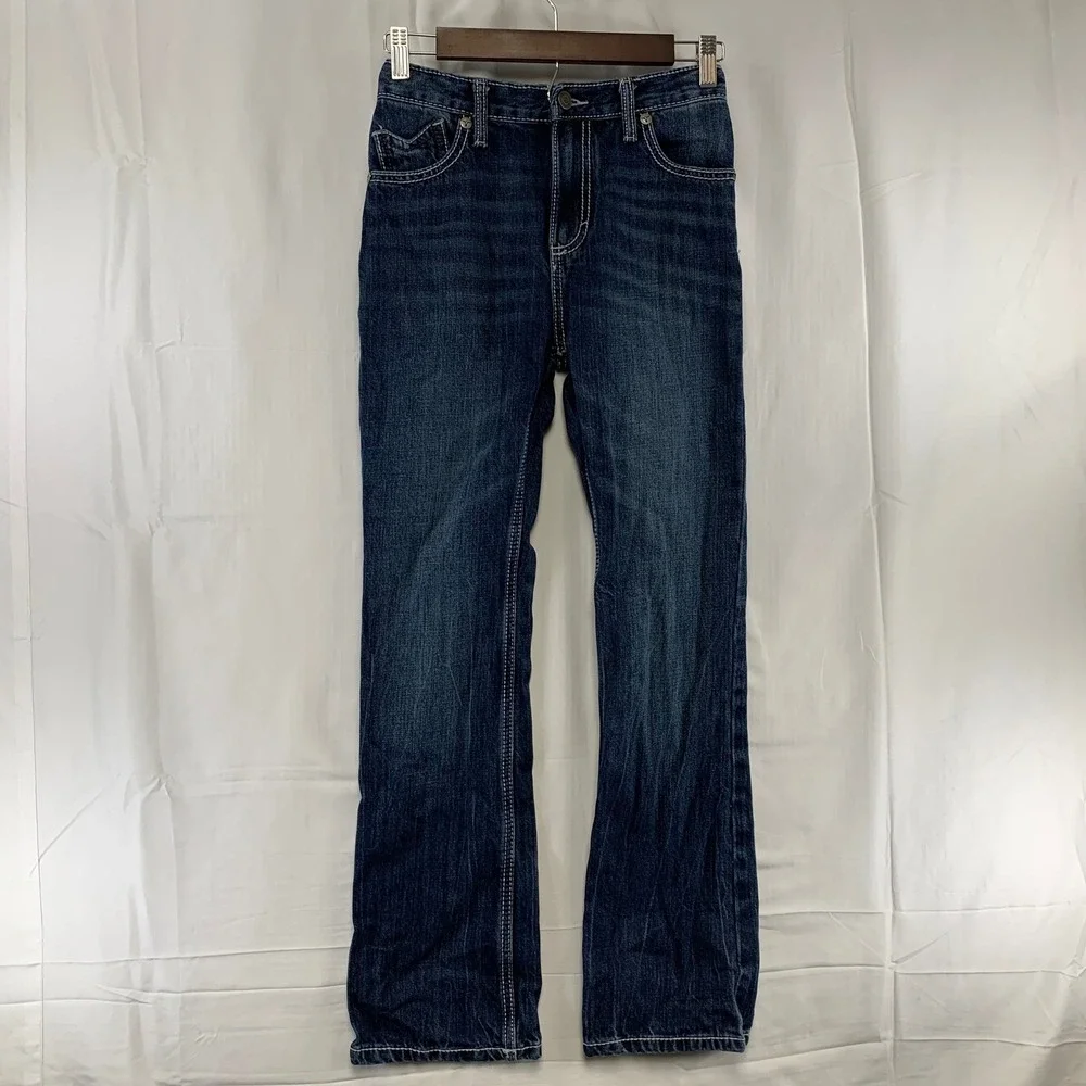 Wrangler 20X Jeans Boys 14 Slim (24x28) Dark Wash Blue Contrast Stitch Slim Fit‎